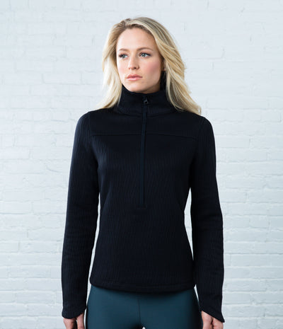 Quilted Pullover, color-black